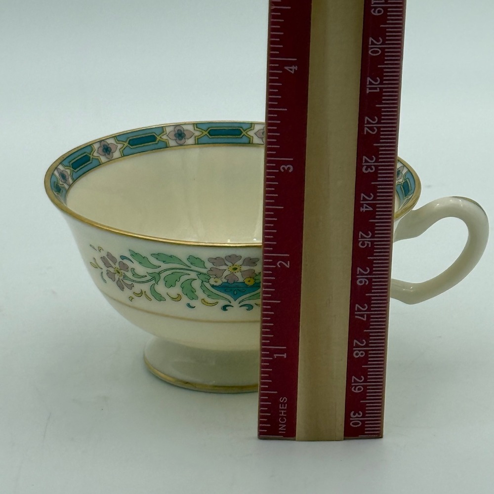 Lenox Mystic Vintage Floral Porcelain Teacup Gold Trim Cream Blue Pink - Picture 8 of 9